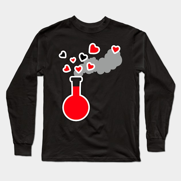 Elixir of Love - Red Potion Laboratory Flask with Hearts Long Sleeve T-Shirt by XOOXOO